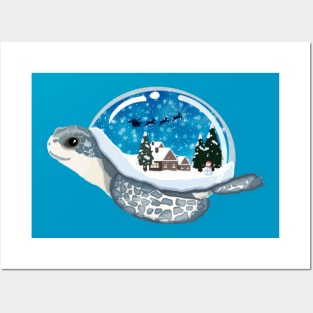 Turtle Winter Wonderland Snow Globe Posters and Art